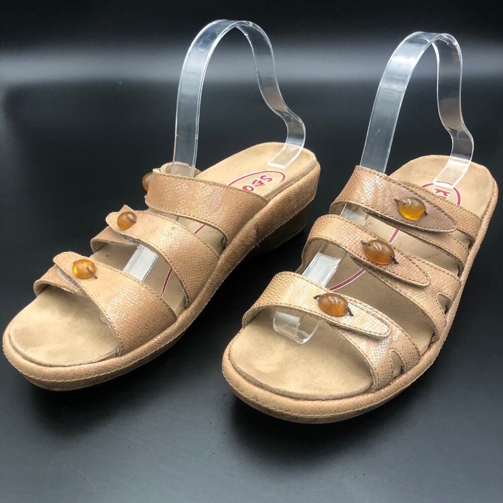 Klogs Tan Leather Wedge Sandals, Women's Size 10M/EUR 40.5